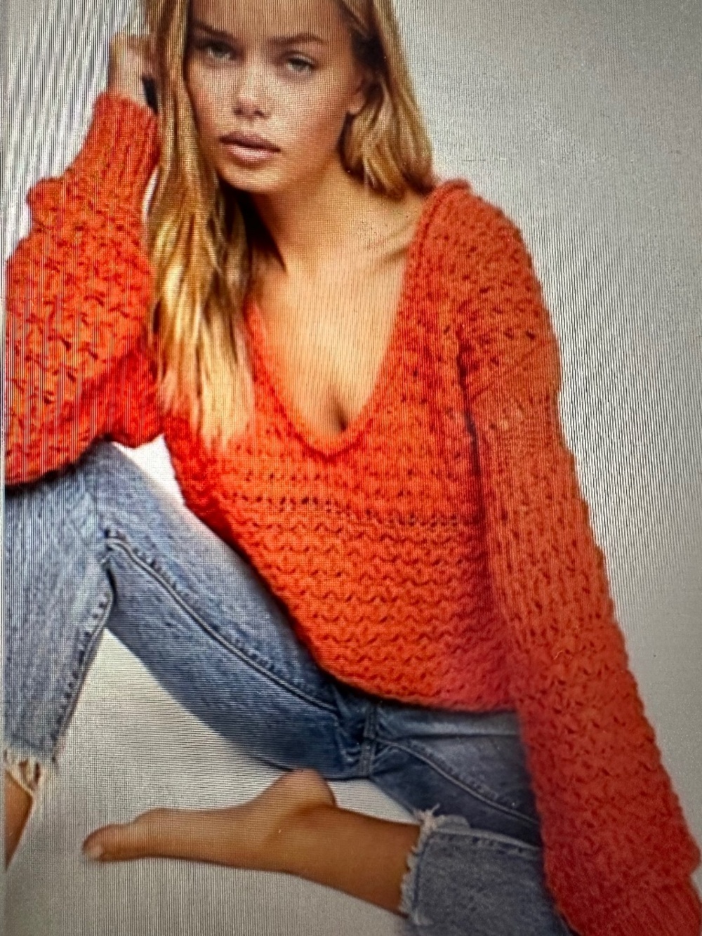 Free people plunge neck, Oversized Boyfriend Sweater. MEDIUM